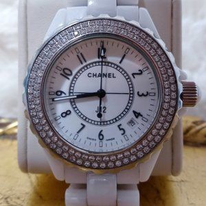 Chanel Paris 200mm White Ceramic Diamond Swiss Made Watch